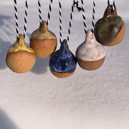 Hand-Pinched Ceramic Teardrop Ornament