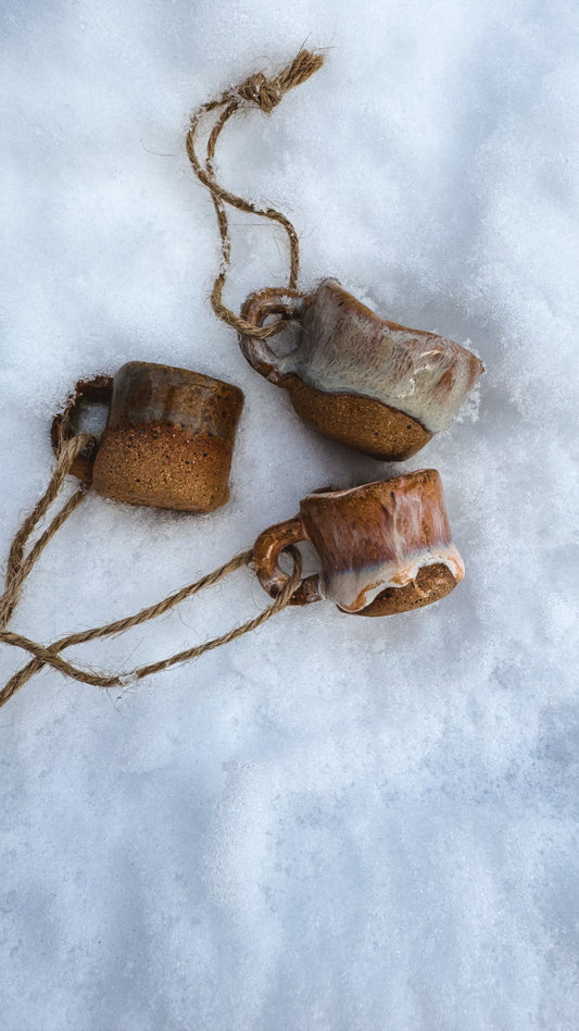 Hand-Pinched Ceramic Mug Ornament